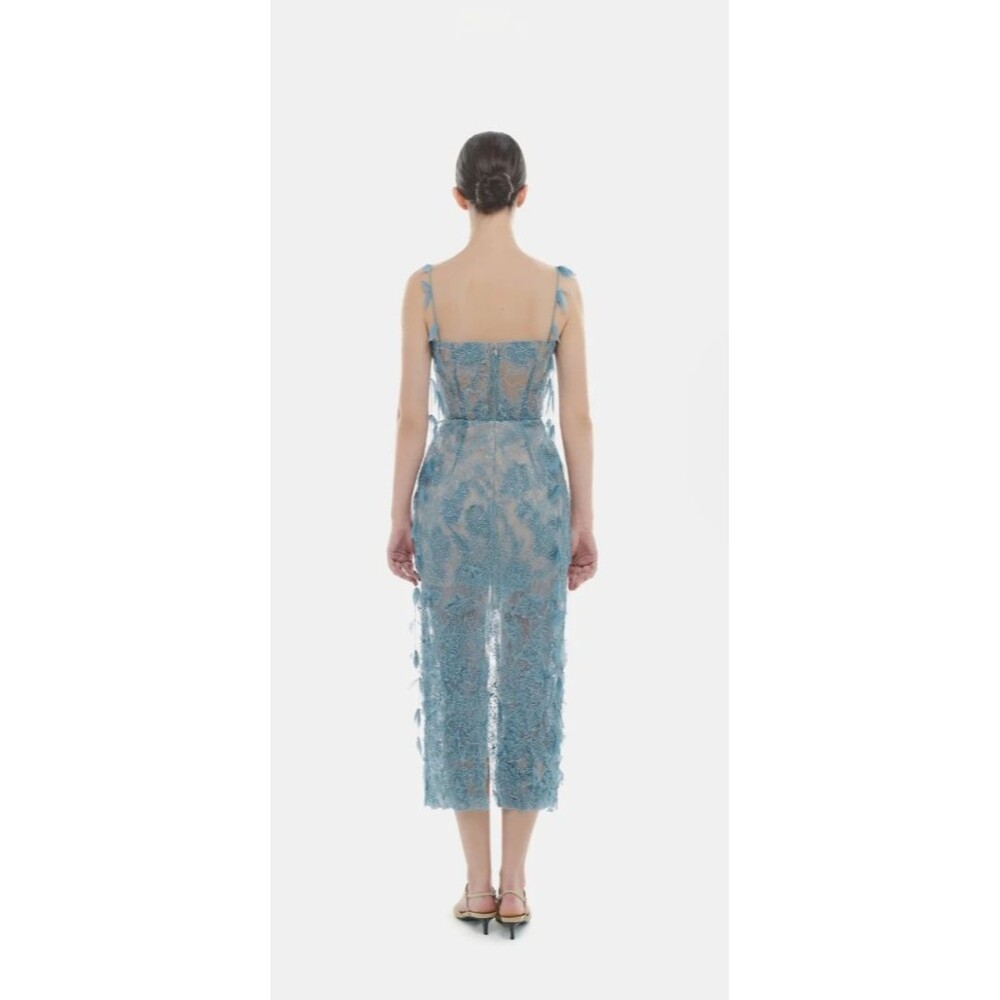 Blue Beaded Lace Midi Dress - Picture 9 of 14
